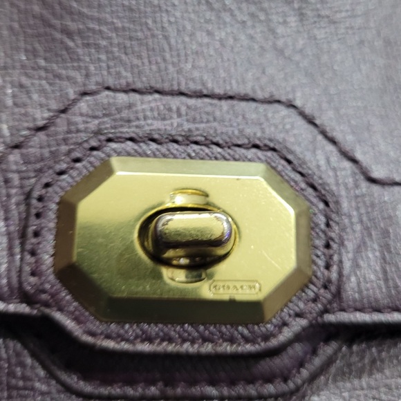 Coach Campbell Turnlock Leather Large Satchel Bag in Pearlized Plum - Picture 9 of 12